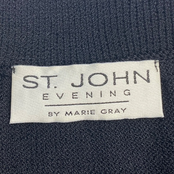 ST. JOHN Evening Black Sequin Embellishment Knee Length Pencil Skirt Size 10 - Picture 3 of 6